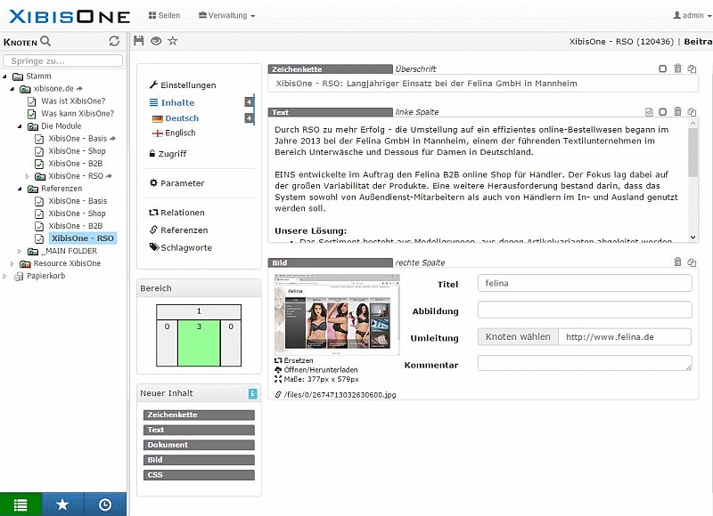 XibisOne: Die Administration
